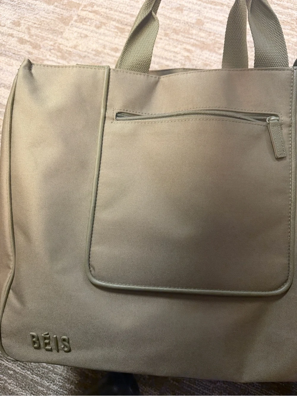 BEIS Olive Green Laptop Tote Bag